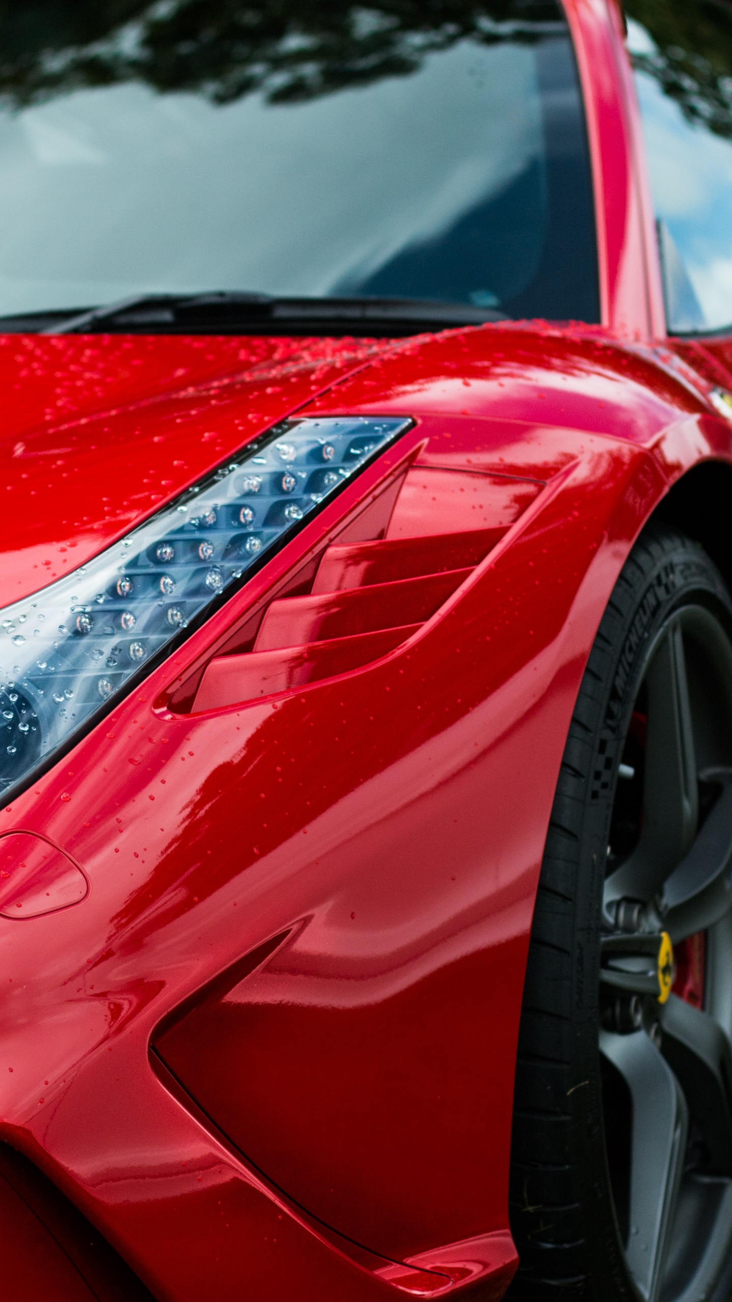 Red Ferrari Car on Green Grass Field During Daytime. Wallpaper in 1440x2560 Resolution