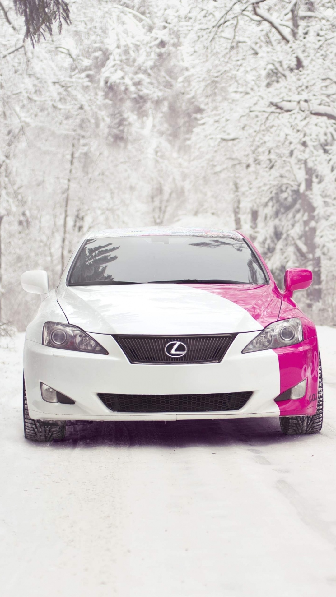 White Bmw Car on Snow Covered Road During Daytime. Wallpaper in 1080x1920 Resolution