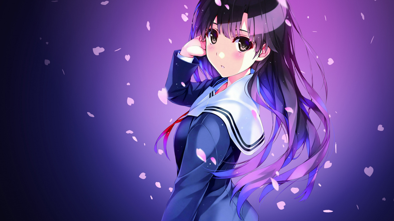 Anime, Cabello, Peinado, Caricatura, Morado. Wallpaper in 1280x720 Resolution