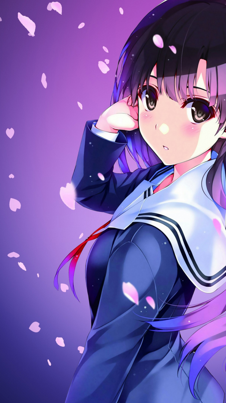 Anime, Hair, Hairstyle, Cartoon, Purple. Wallpaper in 750x1334 Resolution