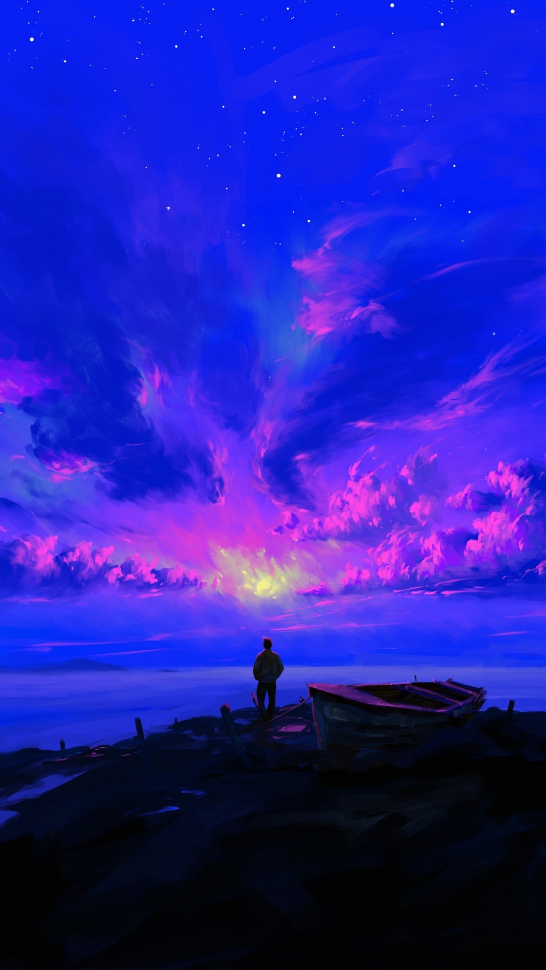 气氛, 紫色的, 余辉, 日落, 自然景观 壁纸 1080x1920 允许