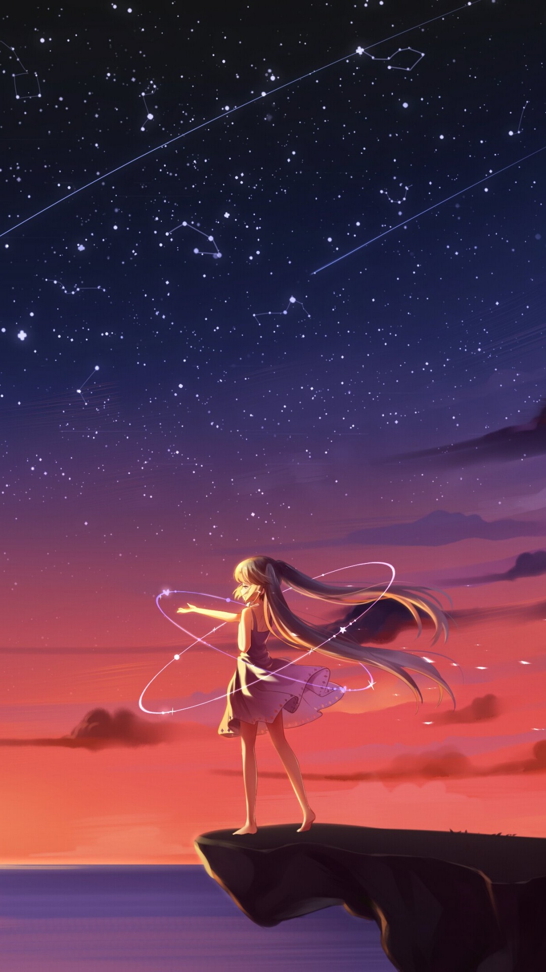 日落, 明星, 地平线, 冷静, 气氛 壁纸 1080x1920 允许