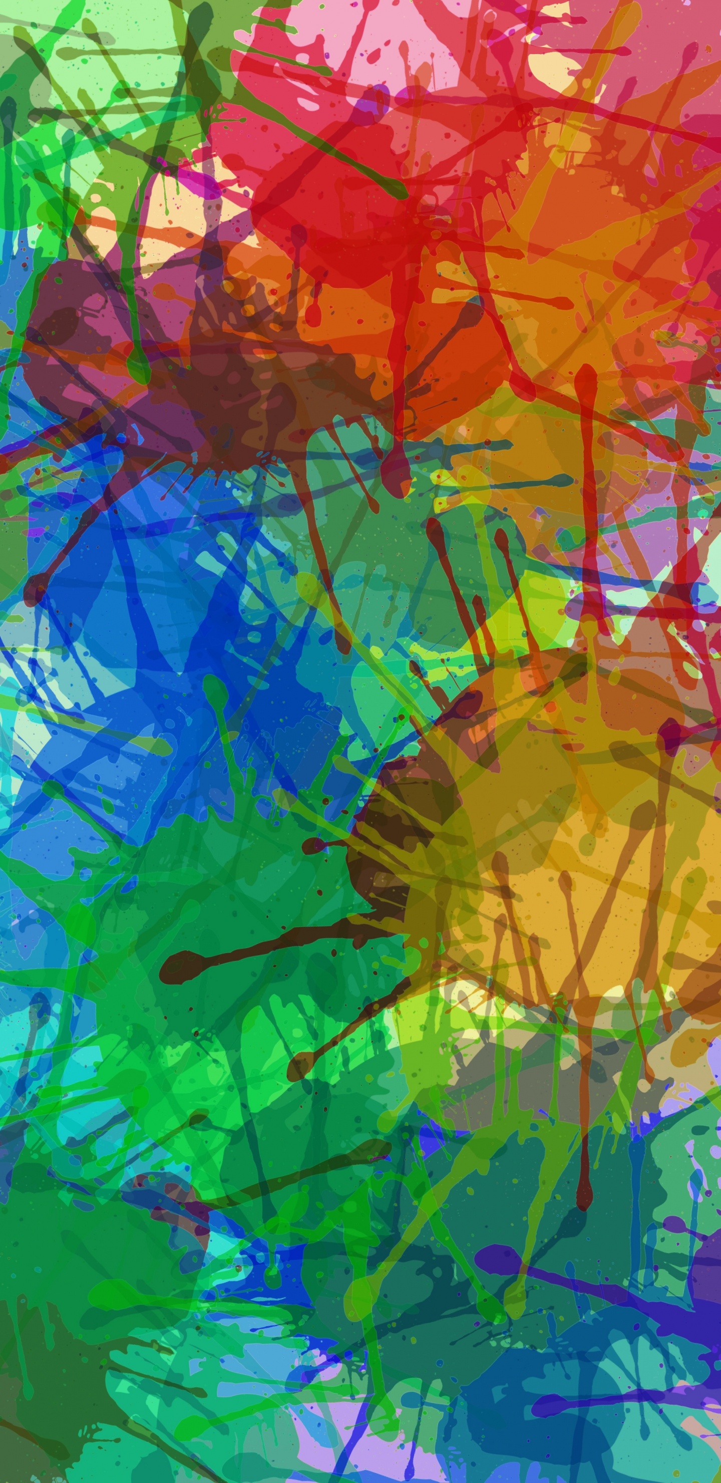 Peinture Abstraite Bleu Rouge et Jaune. Wallpaper in 1440x2960 Resolution