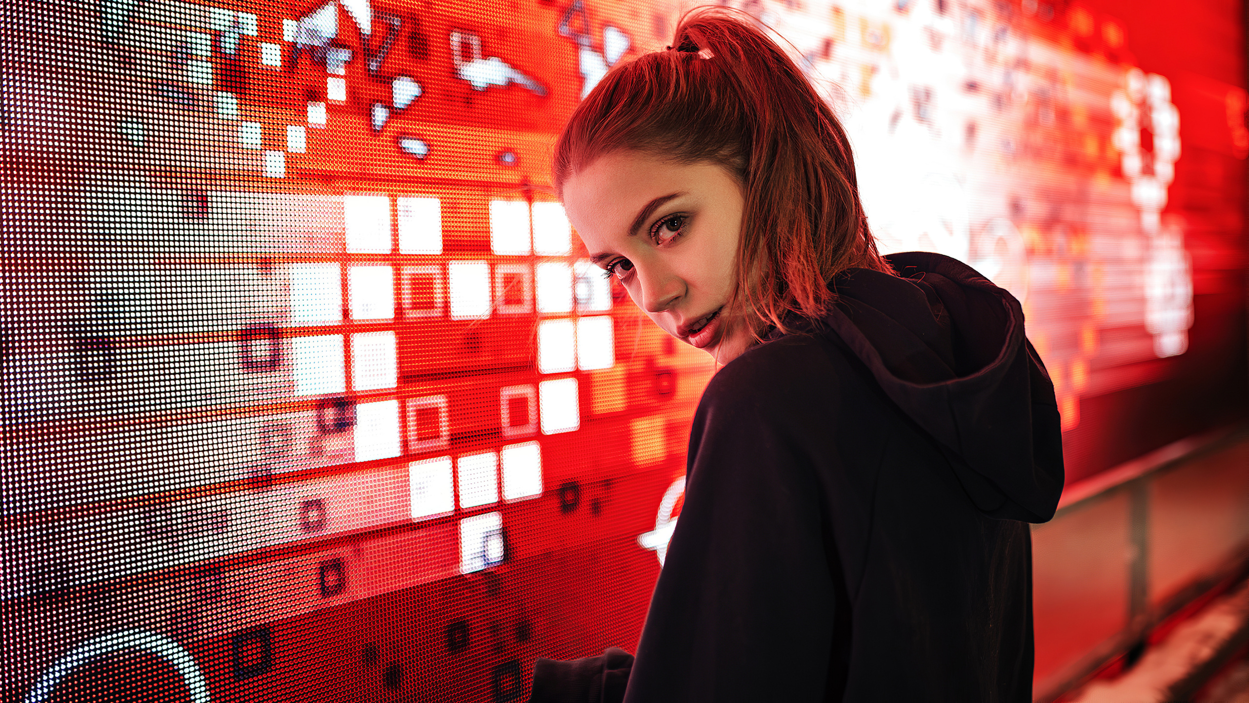 Portrait, Electronic Dance Music, Red, Beauty, Design. Wallpaper in 2560x1440 Resolution