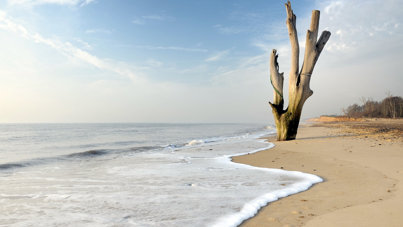 大海, 海岸, 岸边, 海洋, 地平线 壁纸 1366x768 允许