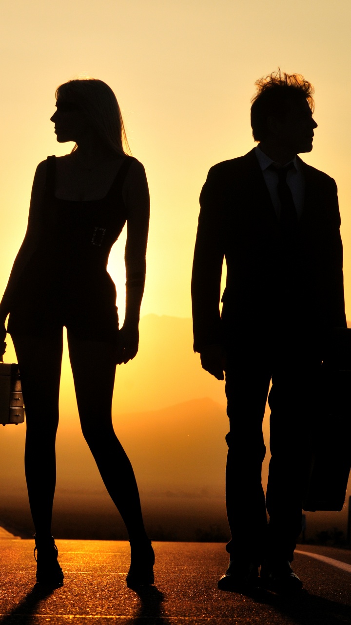 Silhouette, Sonnenuntergang, Morgen, Sonne, Abend. Wallpaper in 720x1280 Resolution