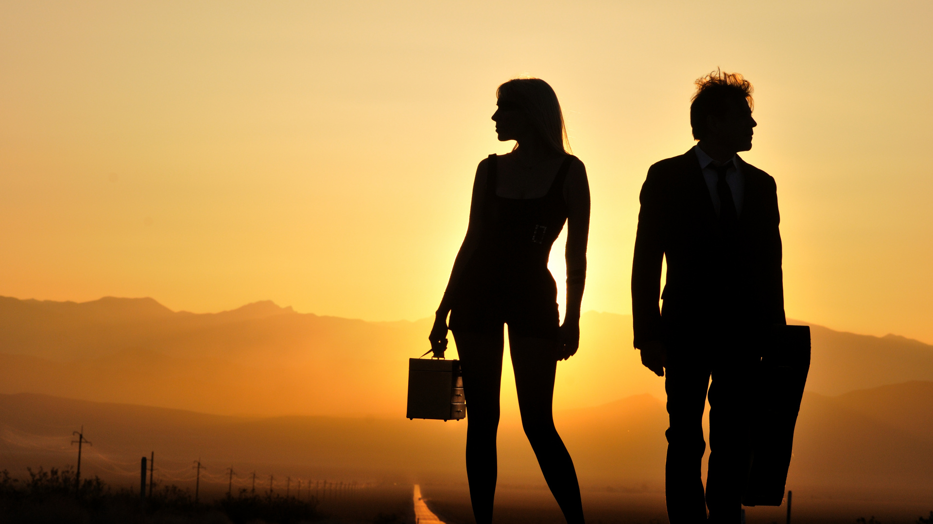 Silhouette, Sunset, Morning, Sun, Evening. Wallpaper in 1920x1080 Resolution