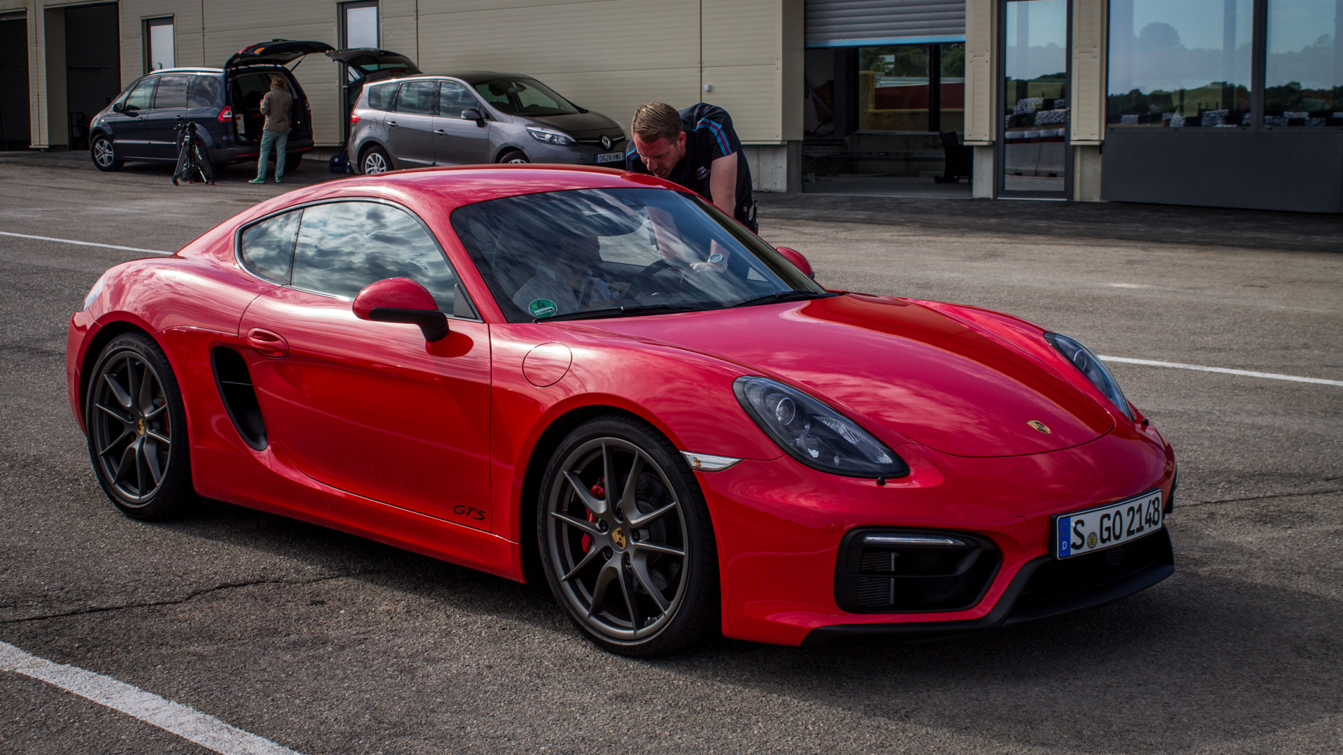 Red Ferrari 458 Italia Parked on Parking Lot. Wallpaper in 1920x1080 Resolution