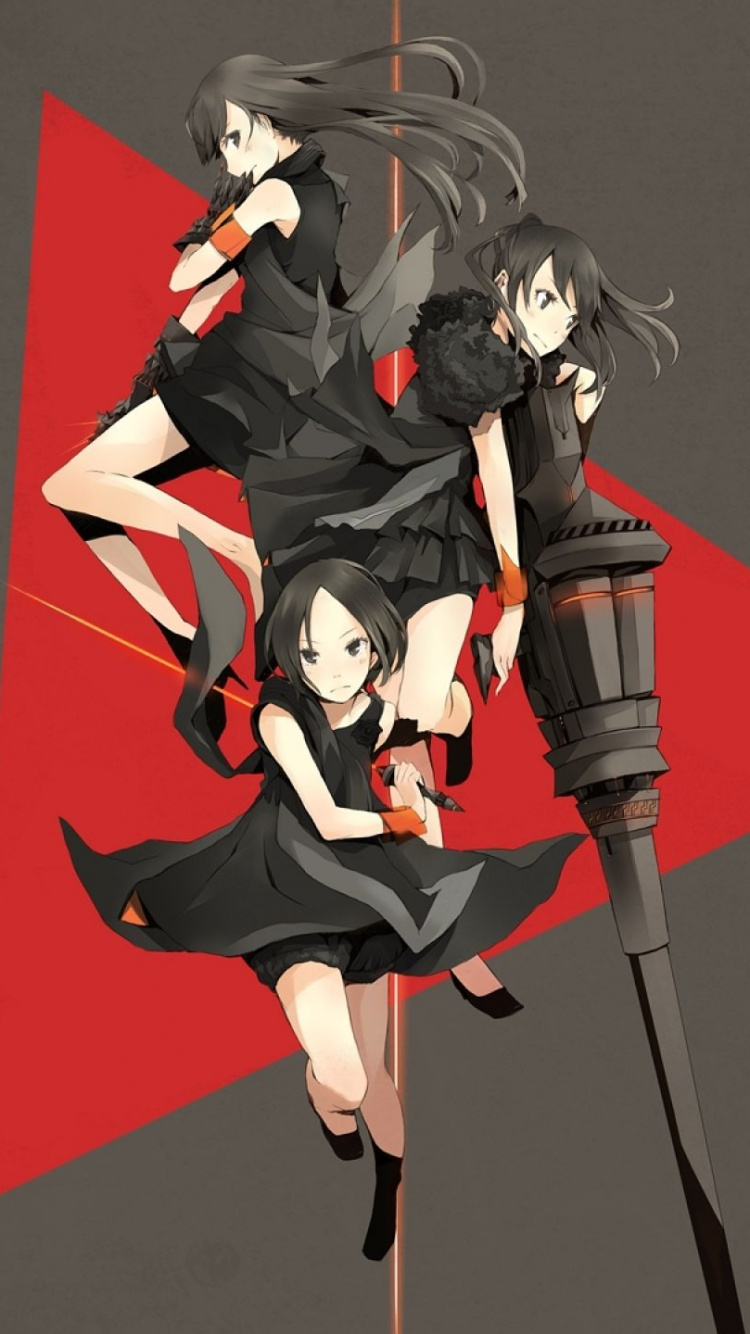 Frau im Schwarzen Und Weißen Kleid Anime-Charakter. Wallpaper in 750x1334 Resolution