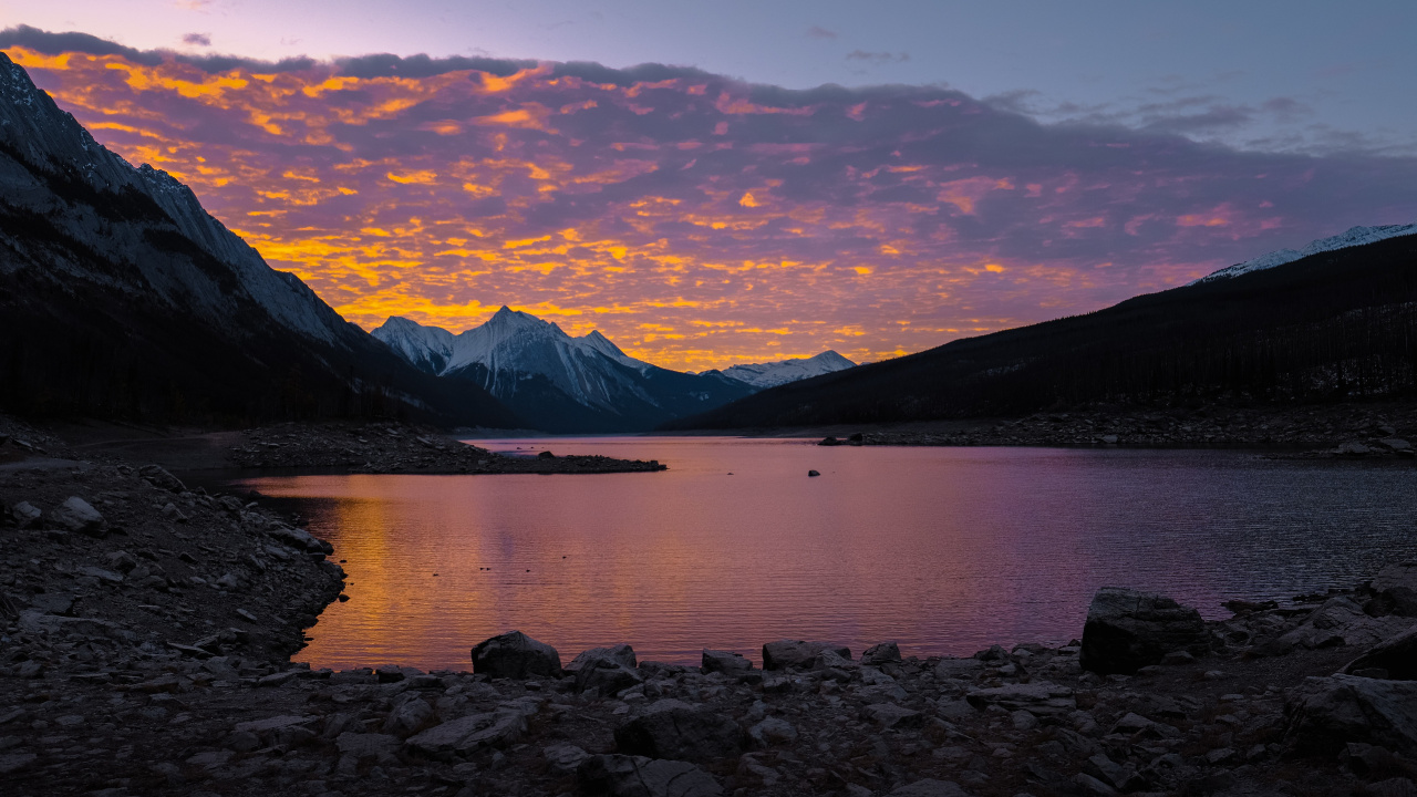Mountain, Lake, Peyto Lake, Cloud, Water. Wallpaper in 1280x720 Resolution