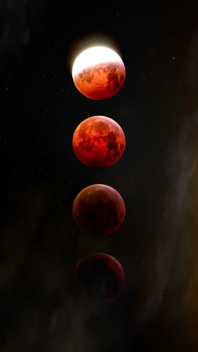 Mond, Mondfinsternis, Atmosphäre, Astronomisches Objekt, Wissenschaft. Wallpaper in 750x1334 Resolution