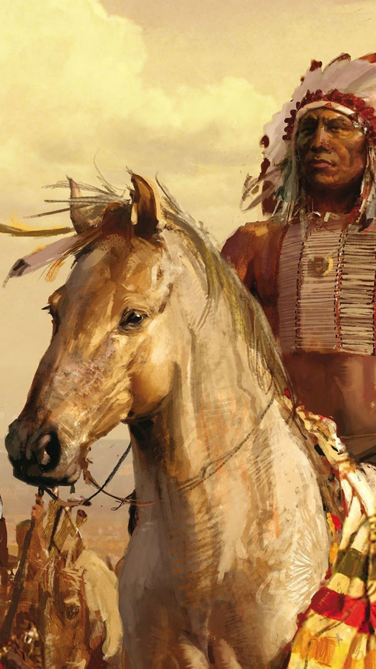 Man in Brown Horse Costume Riding on Brown Horse. Wallpaper in 750x1334 Resolution