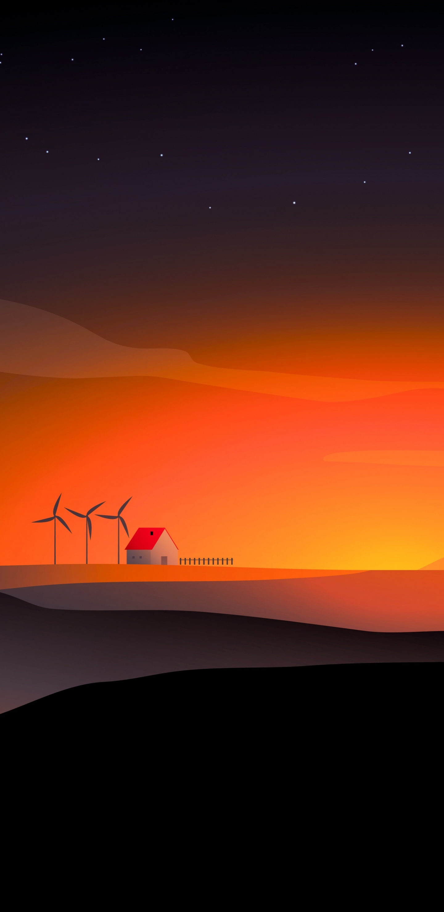 Himmelsobjekt, Windmühle, Atmosphäre, Ökoregion, Licht. Wallpaper in 1440x2960 Resolution