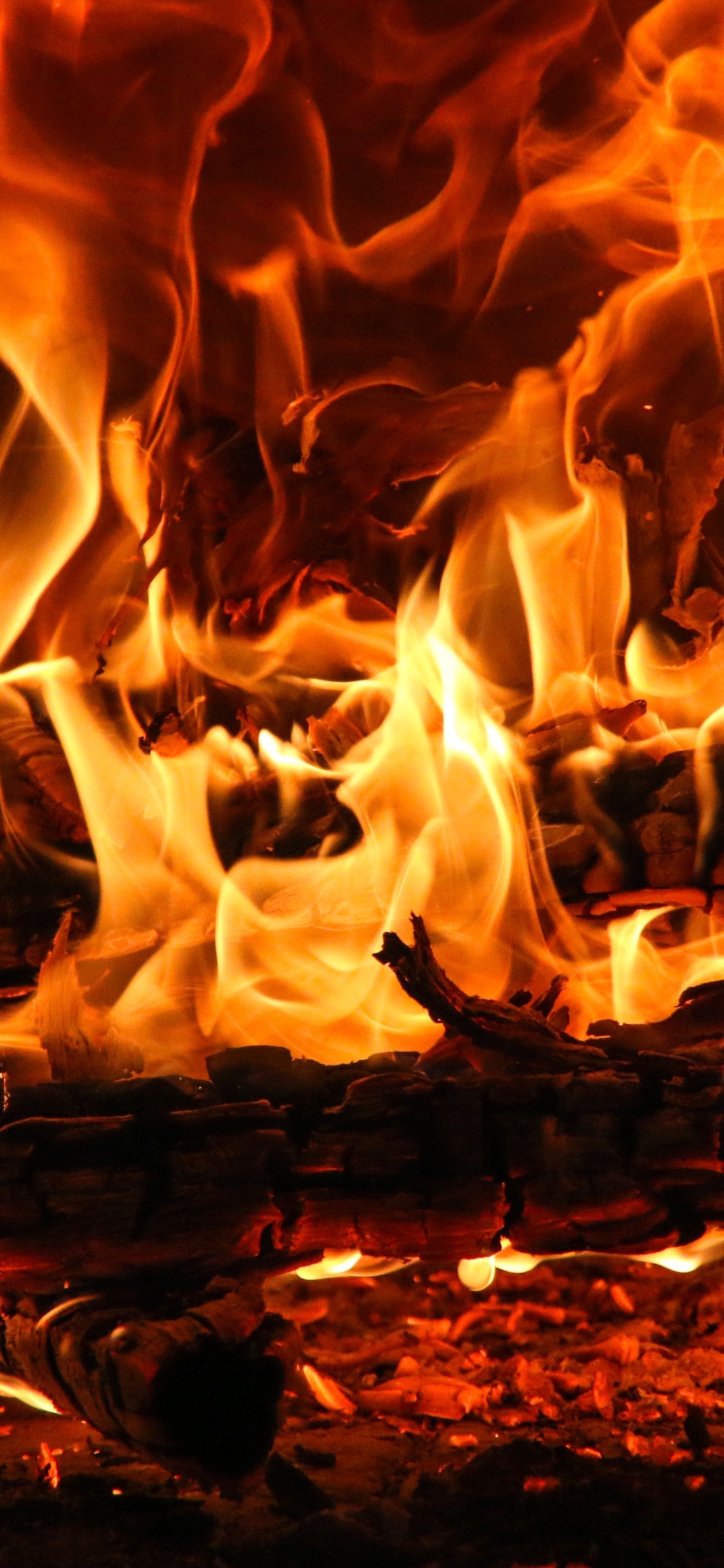 Burning Wood on Brown Soil. Wallpaper in 1125x2436 Resolution