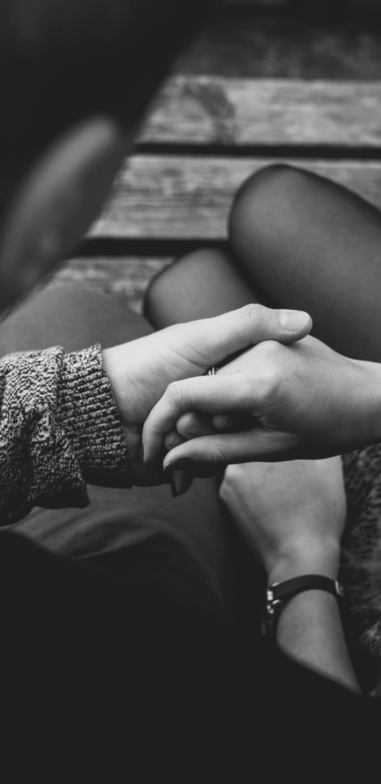 Grayscale Photo of Woman in Black and White Long Sleeve Shirt. Wallpaper in 1440x2960 Resolution