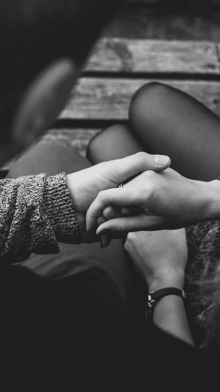 Grayscale Photo of Woman in Black and White Long Sleeve Shirt. Wallpaper in 720x1280 Resolution