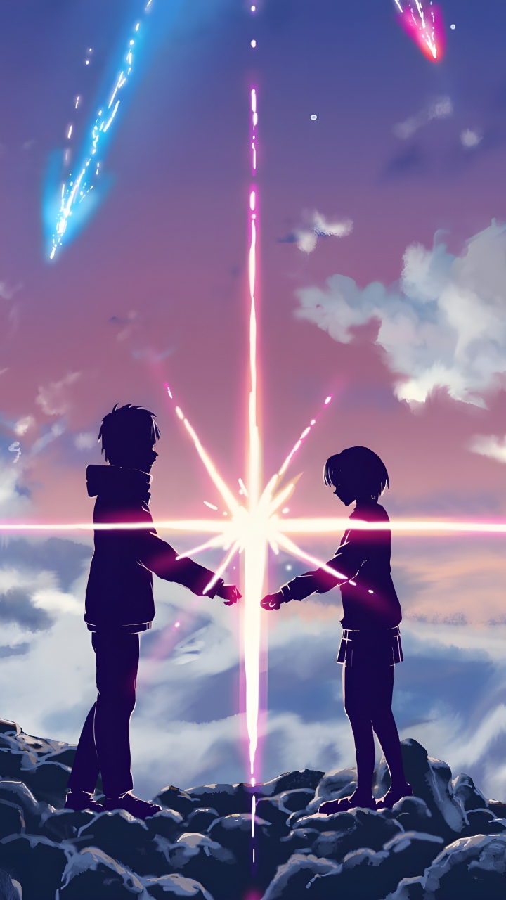 Votre Nom PC, Mitsuha Miyamizu, Taki Tachibana, Dessin Animé. Wallpaper in 720x1280 Resolution