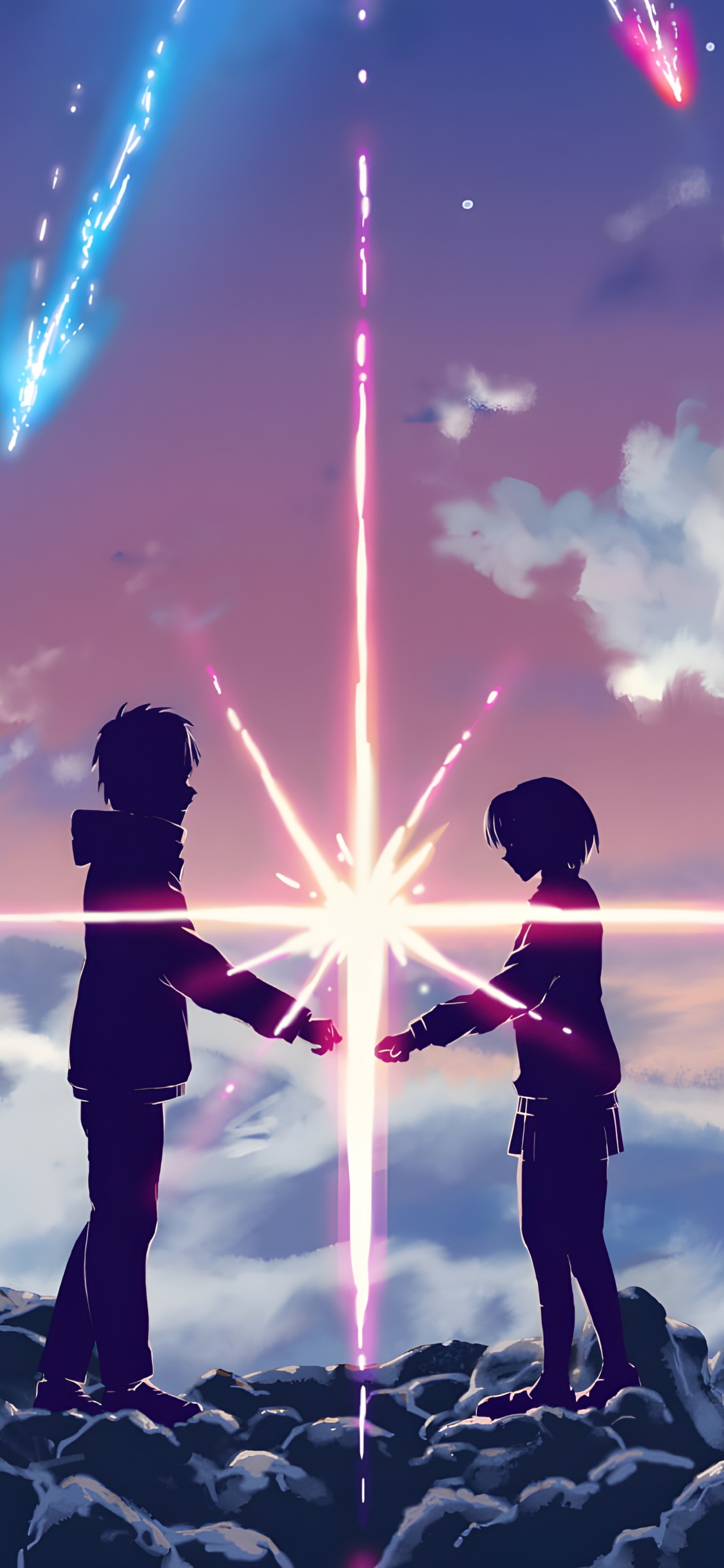 Your Name Pc, Mitsuha Miyamizu, Taki Tachibana, Animated Cartoon. Wallpaper in 1125x2436 Resolution