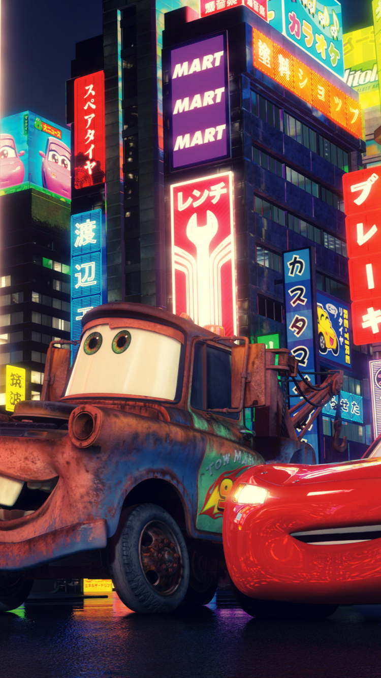 Cars, Pixar, Walt Disney Pictures, Wheel, Tire. Wallpaper in 750x1334 Resolution