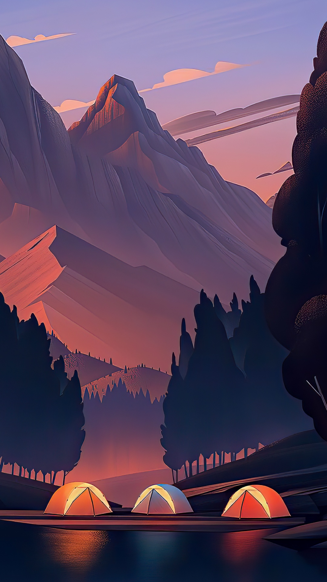 Low Poly, Art, Mountain, Drawing, Daytime. Wallpaper in 1080x1920 Resolution