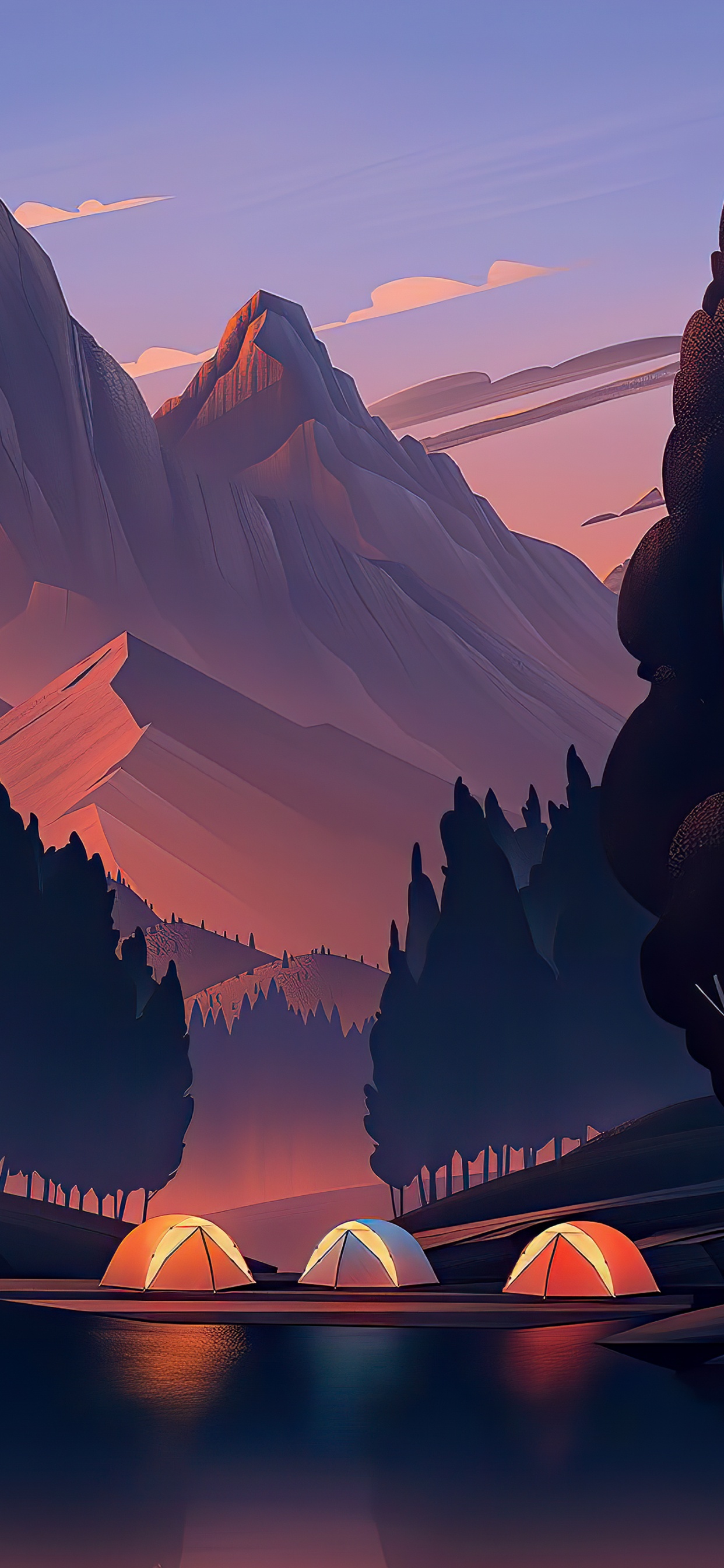 Low Poly, Art, Mountain, Drawing, Daytime. Wallpaper in 1242x2688 Resolution