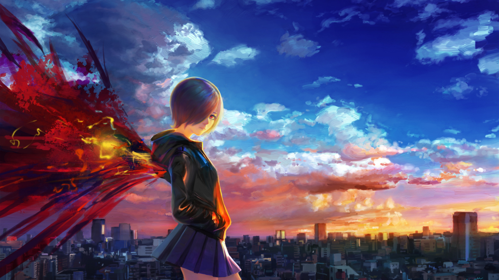 阳光, 天空, 晚上, Cg的艺术品 壁纸 1920x1080 允许