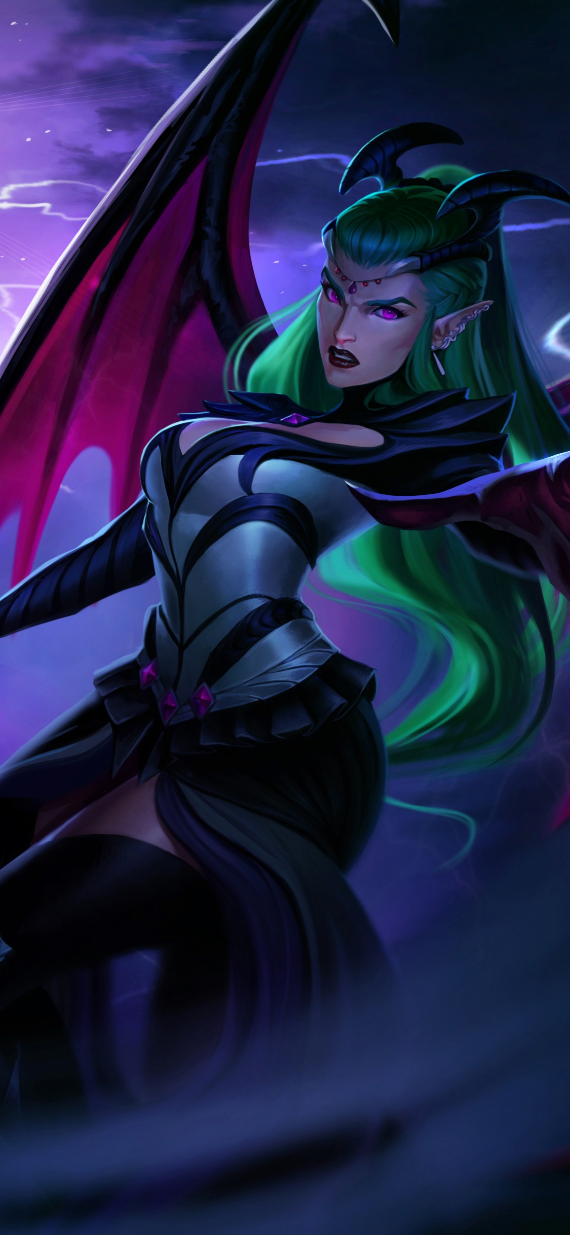League of Legends, Illustration, Dämonen, Kunst, Frau Krieger. Wallpaper in 1125x2436 Resolution
