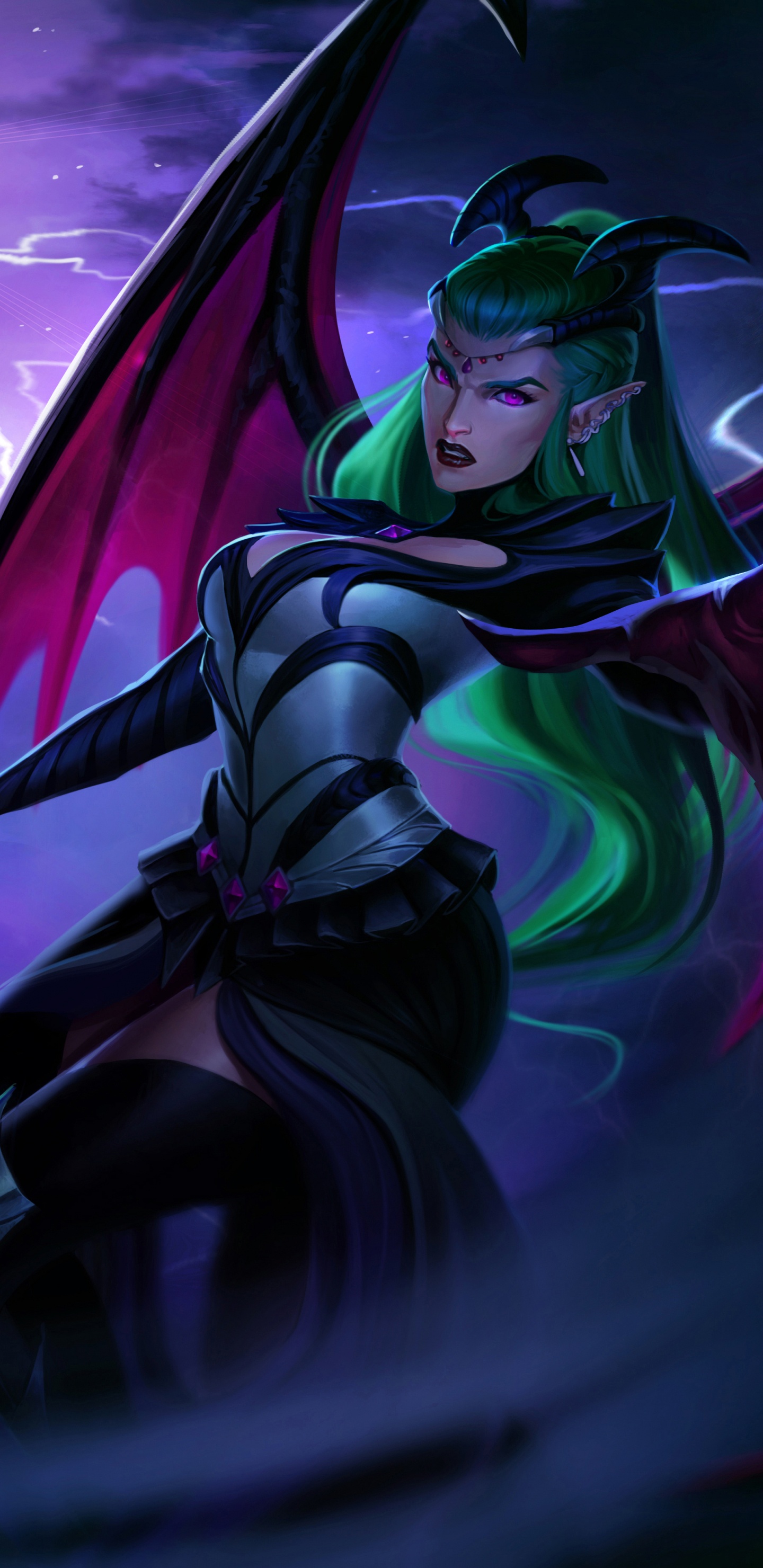 League of Legends, Illustration, Dämonen, Kunst, Frau Krieger. Wallpaper in 1440x2960 Resolution