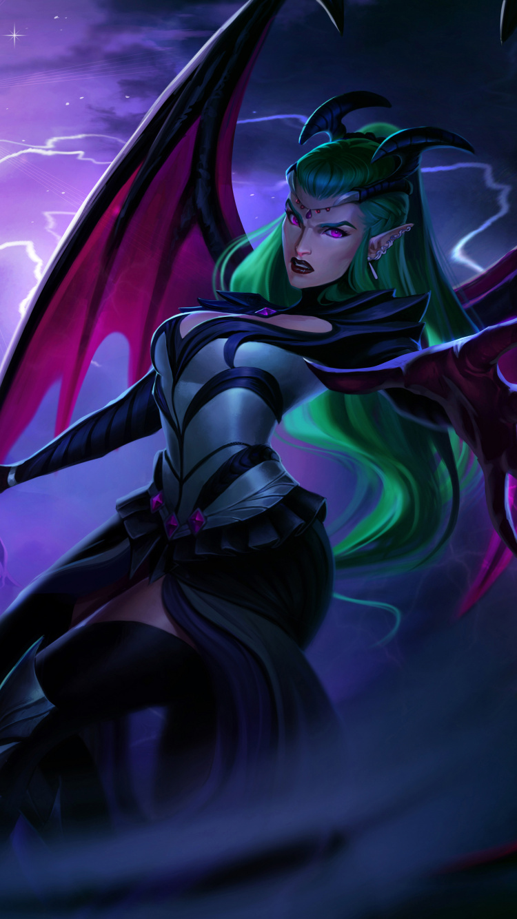 League of Legends, Illustration, Dämonen, Kunst, Frau Krieger. Wallpaper in 750x1334 Resolution