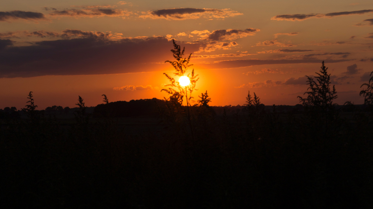 Sunset, Afterglow, Sun, Horizon, Sunrise. Wallpaper in 1280x720 Resolution