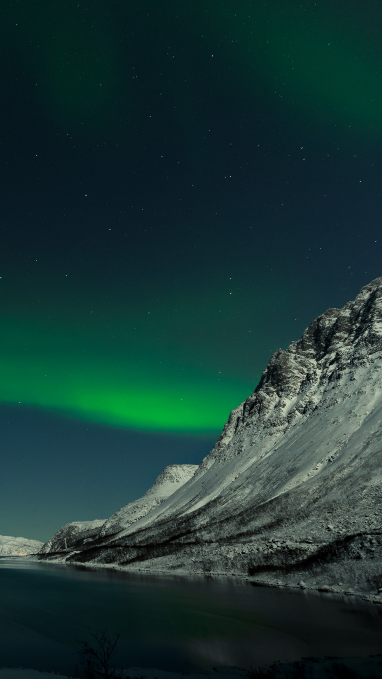 Aurora, Night, Nature, Green, Natural Landscape. Wallpaper in 750x1334 Resolution