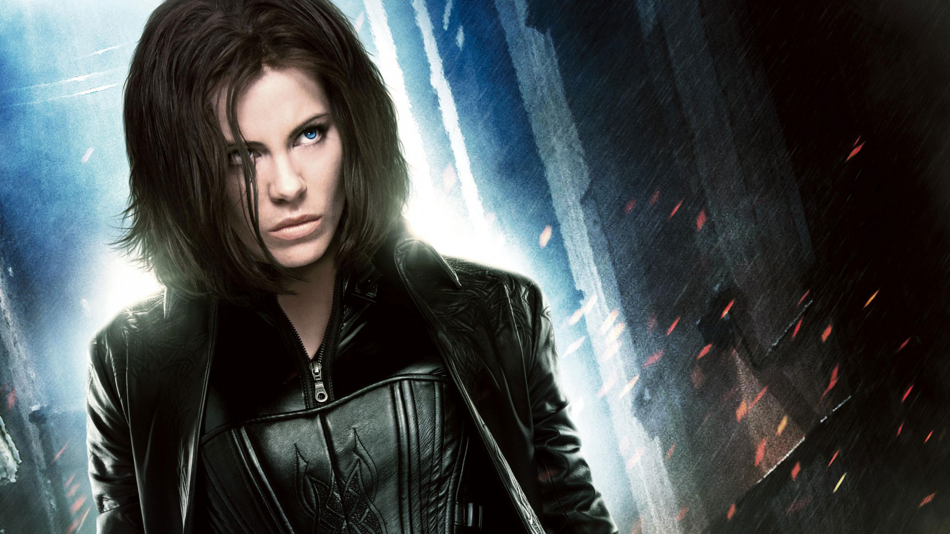 Woman in Black Leather Jacket Standing Beside Wall. Wallpaper in 1920x1080 Resolution