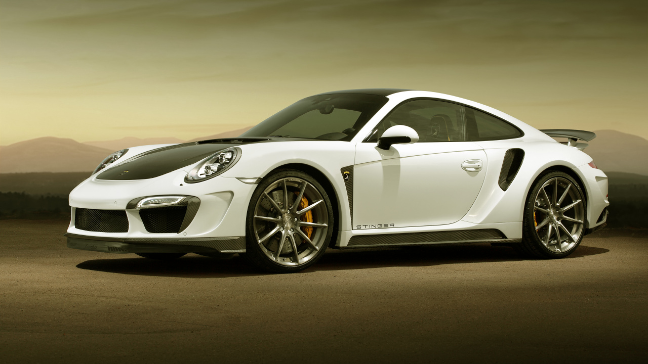 Photo en Niveaux de Gris de Porsche 911. Wallpaper in 1280x720 Resolution