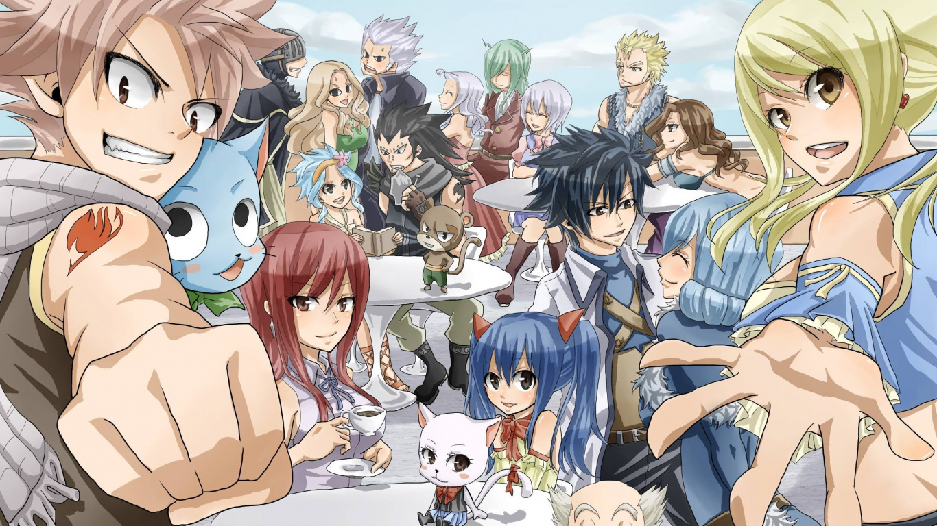 夏Dragneel, Erza猩, 仙子的尾巴, 你Lockser, 玩*费尔南德斯 壁纸 1366x768 允许