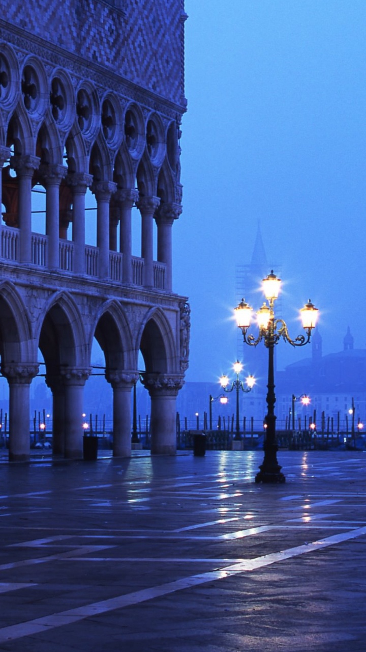 Piazza San Marco, 教堂的圣乔治教堂, 里程碑, 路灯, 光 壁纸 720x1280 允许
