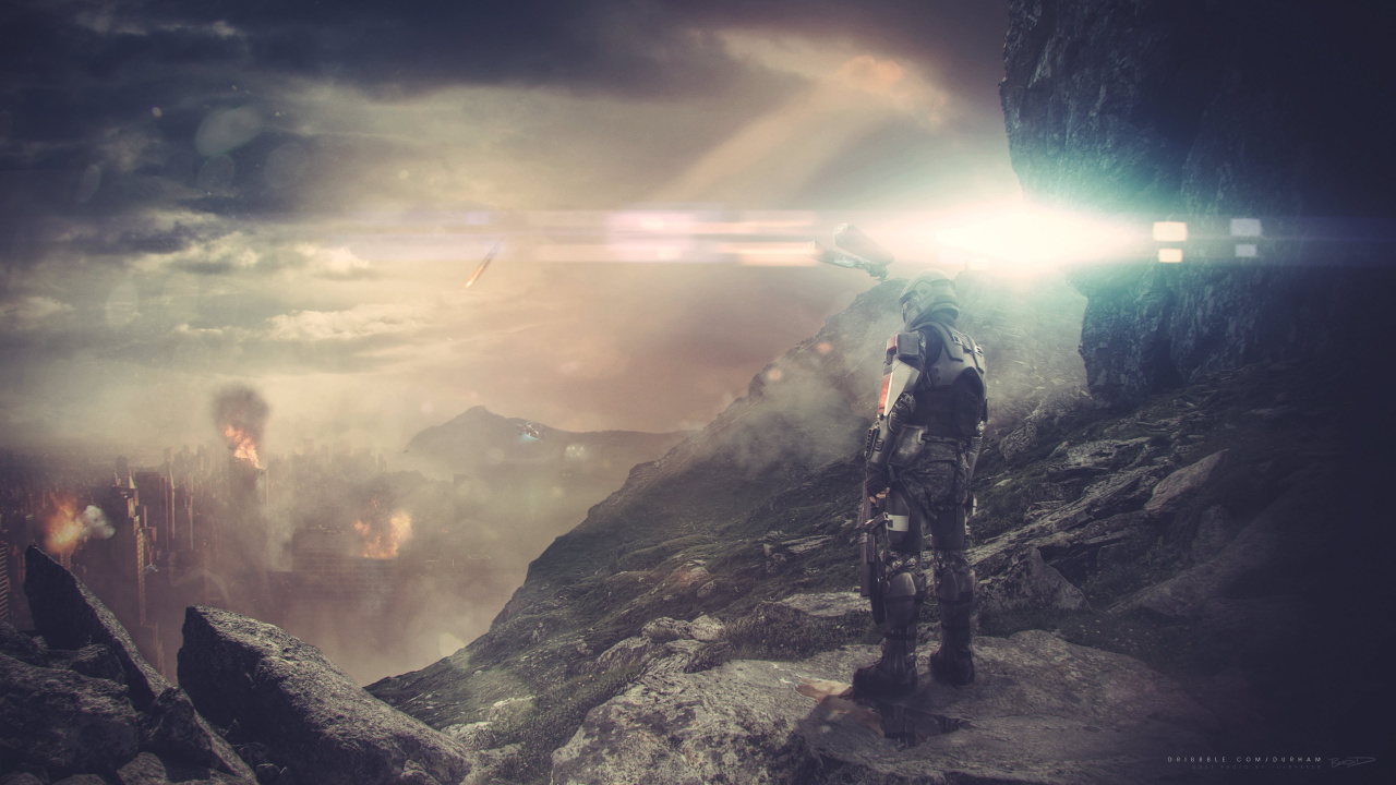 Science Fiction, Mountain, Atmosphere, Sunlight, Landscape. Wallpaper in 1280x720 Resolution