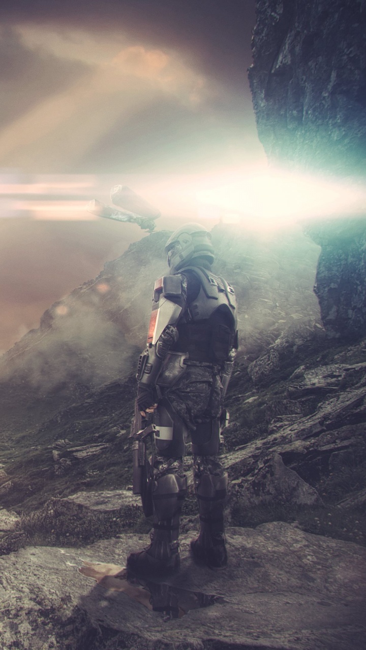 Science Fiction, Mountain, Atmosphere, Sunlight, Landscape. Wallpaper in 720x1280 Resolution