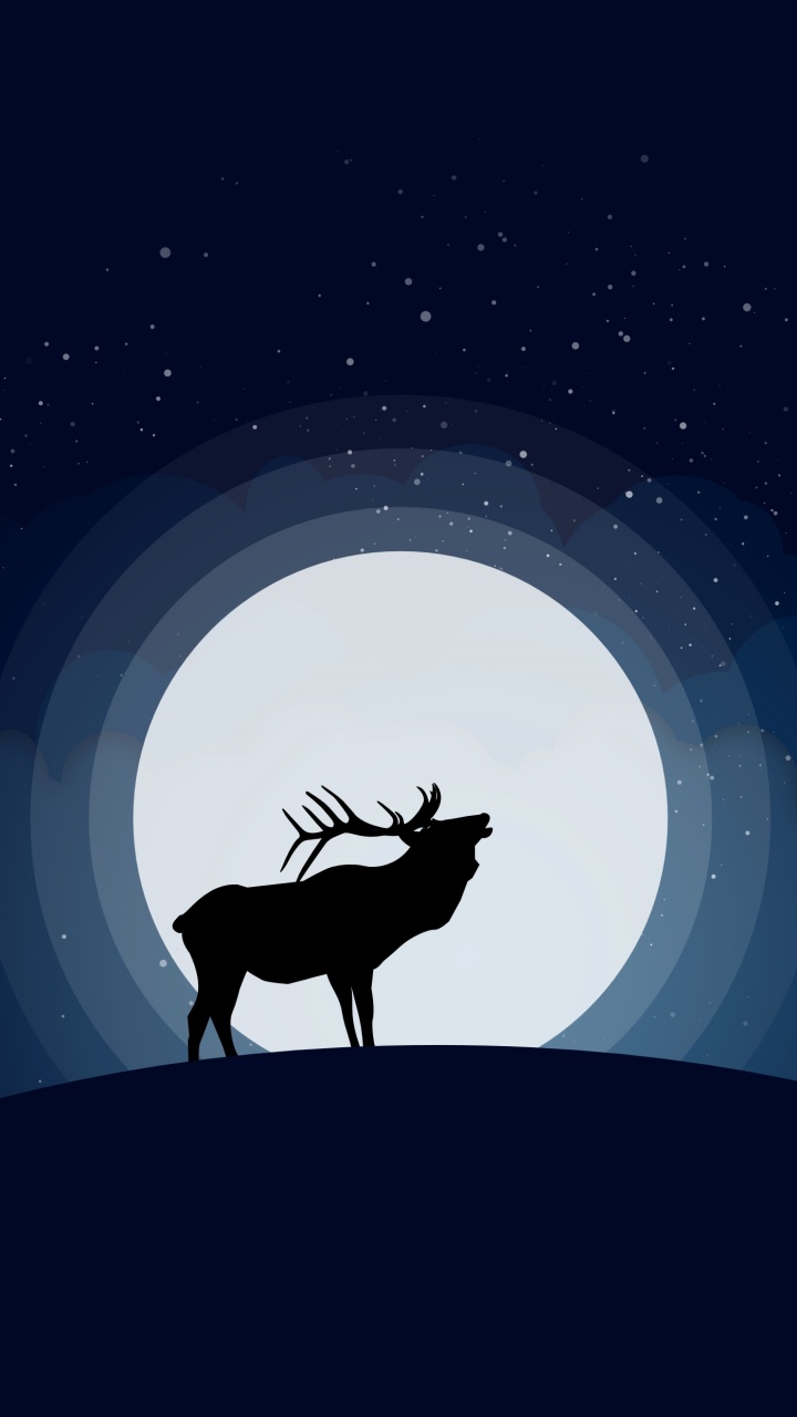 Silhouette de Cerf Sous la Nuit Étoilée. Wallpaper in 720x1280 Resolution