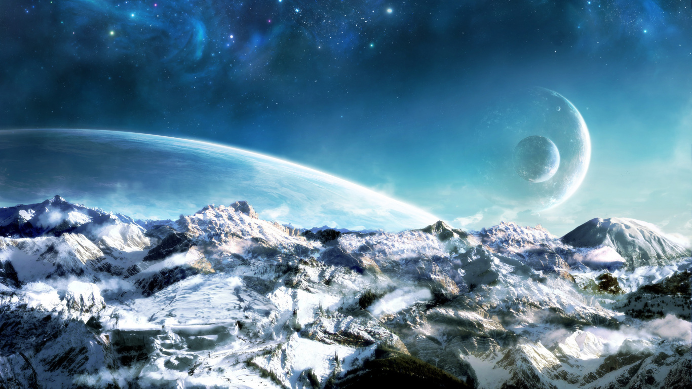 Montagne Couverte de Neige Sous Ciel Bleu. Wallpaper in 1366x768 Resolution