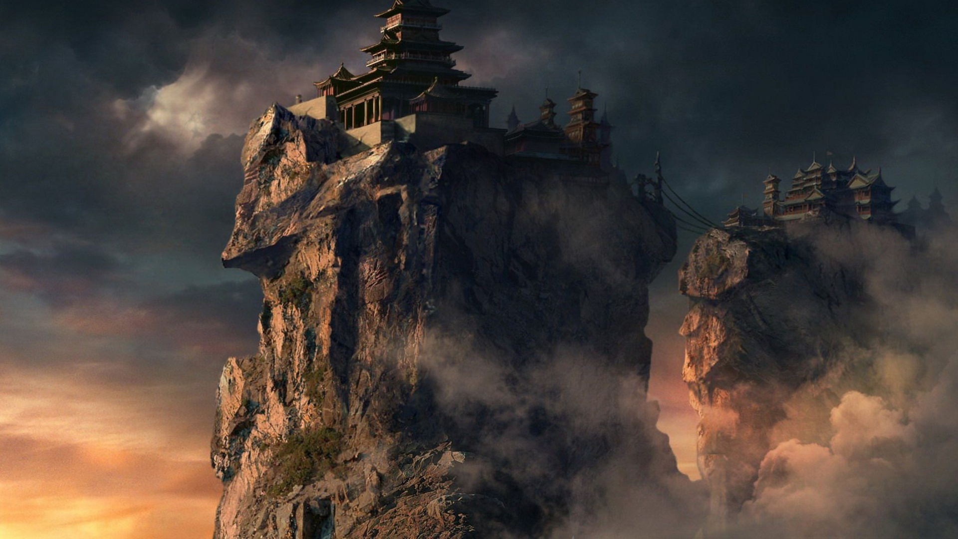 Brown and White Concrete Building on Brown Rock Formation. Wallpaper in 1920x1080 Resolution