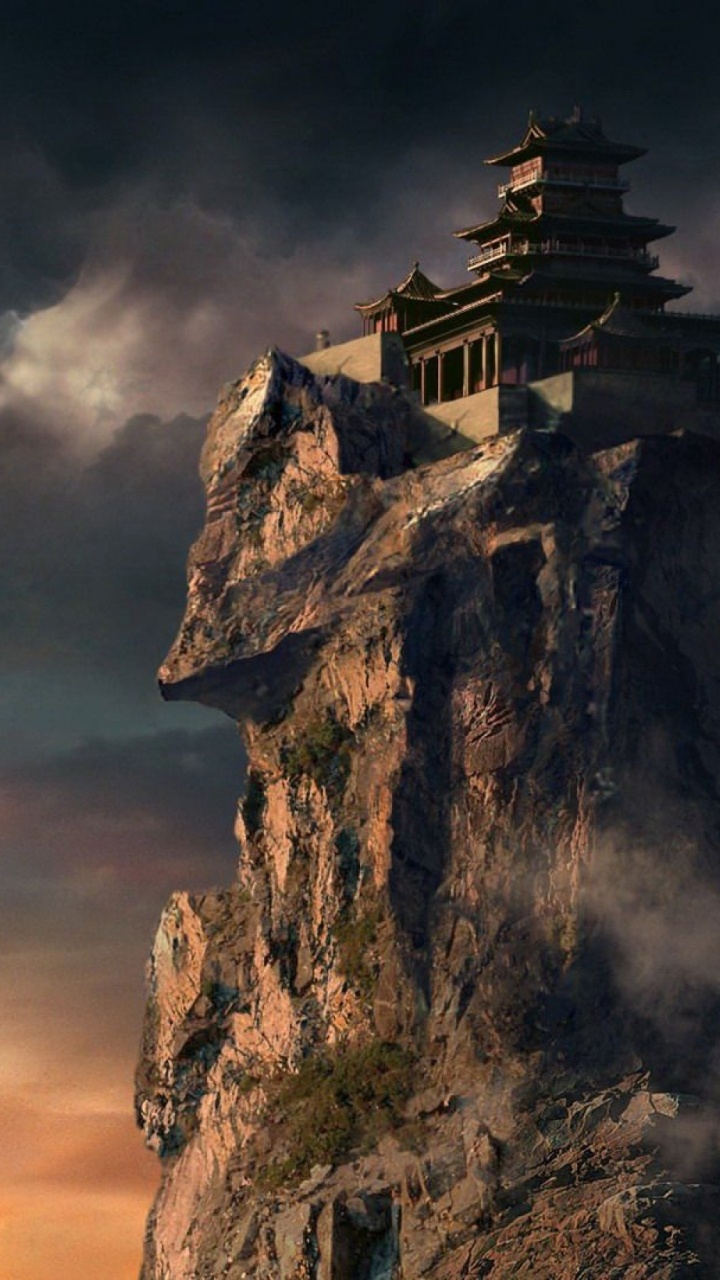 Brown and White Concrete Building on Brown Rock Formation. Wallpaper in 720x1280 Resolution