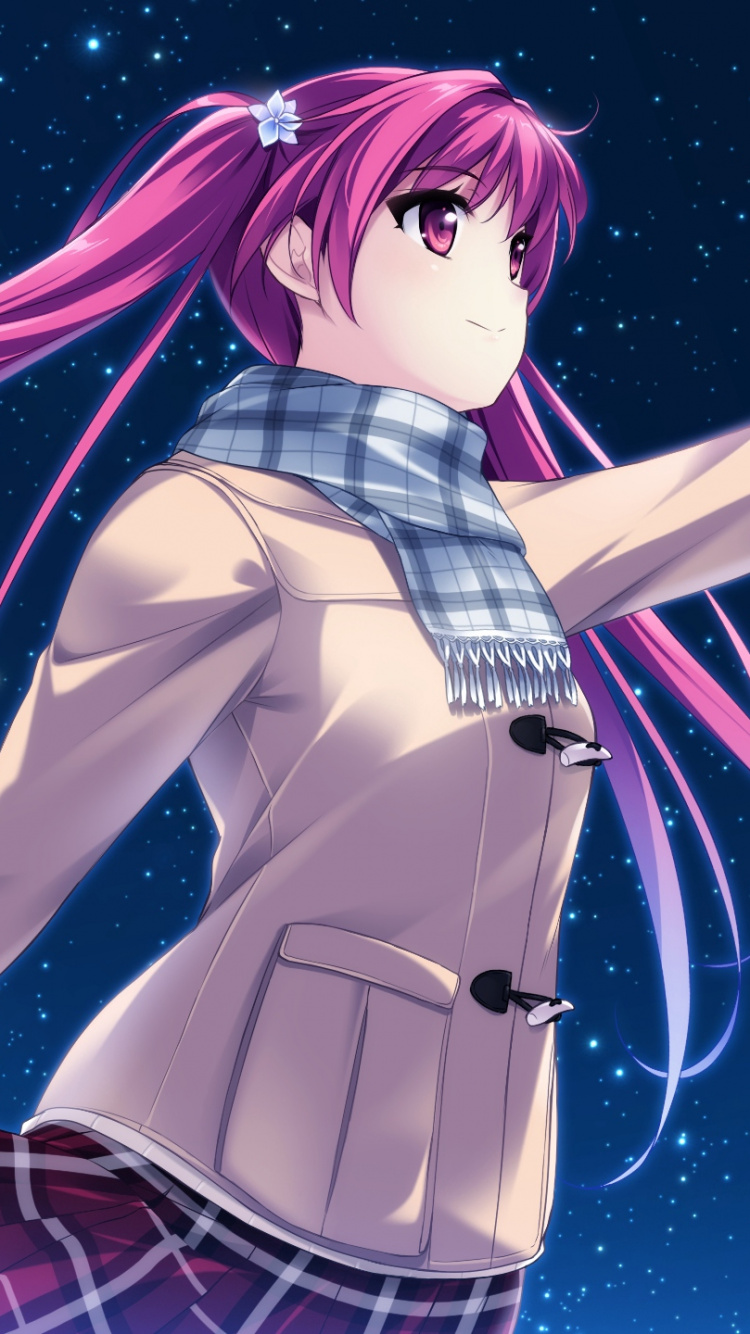 Mujer Con Personaje de Anime de Pelo Rosa. Wallpaper in 750x1334 Resolution