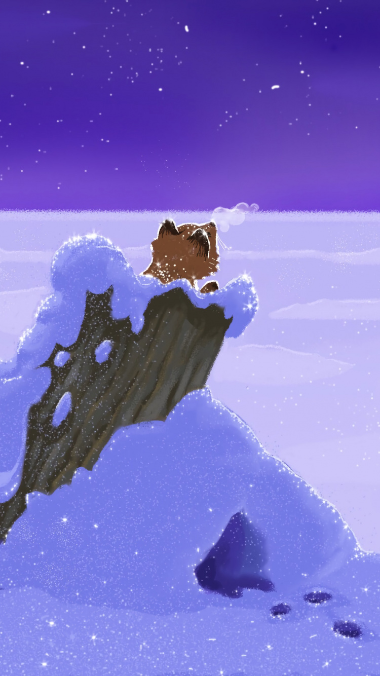 Sol Couvert de Neige Sous Ciel Bleu. Wallpaper in 750x1334 Resolution