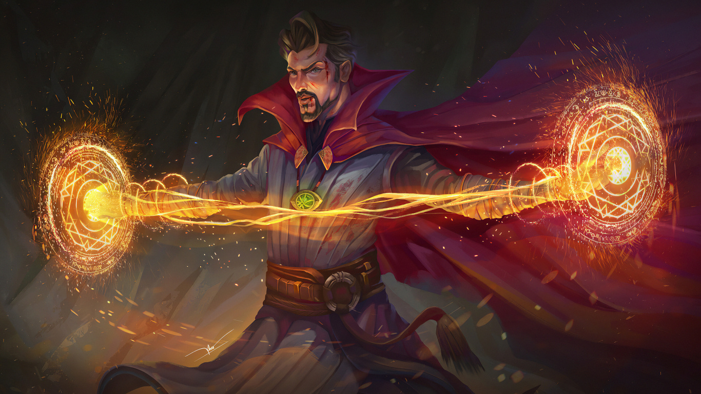 Doctor Strange, Superhero, Art, Painting, Darkness. Wallpaper in 1366x768 Resolution