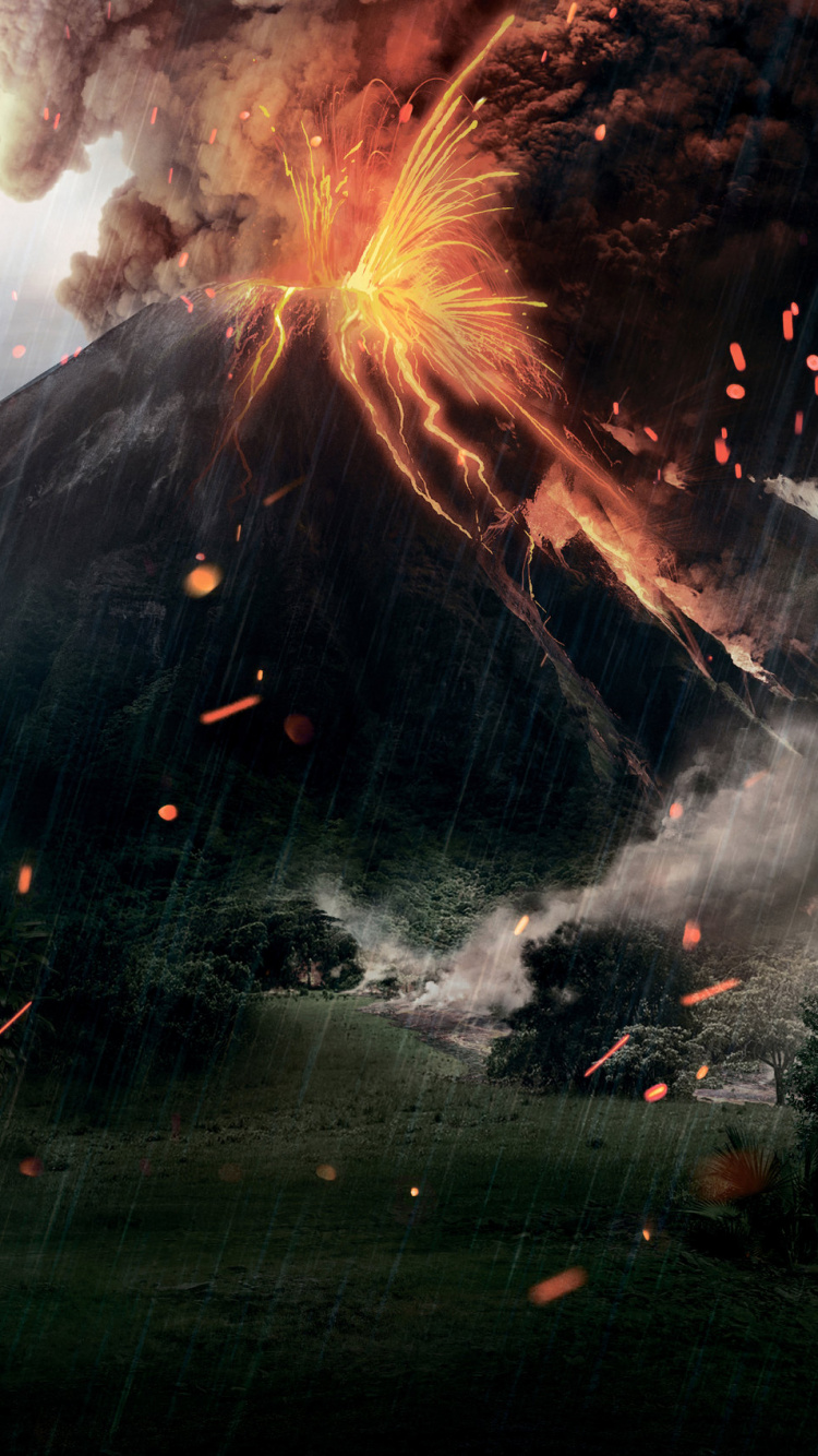 Campo de Hierba Verde Con Humo Rojo. Wallpaper in 750x1334 Resolution