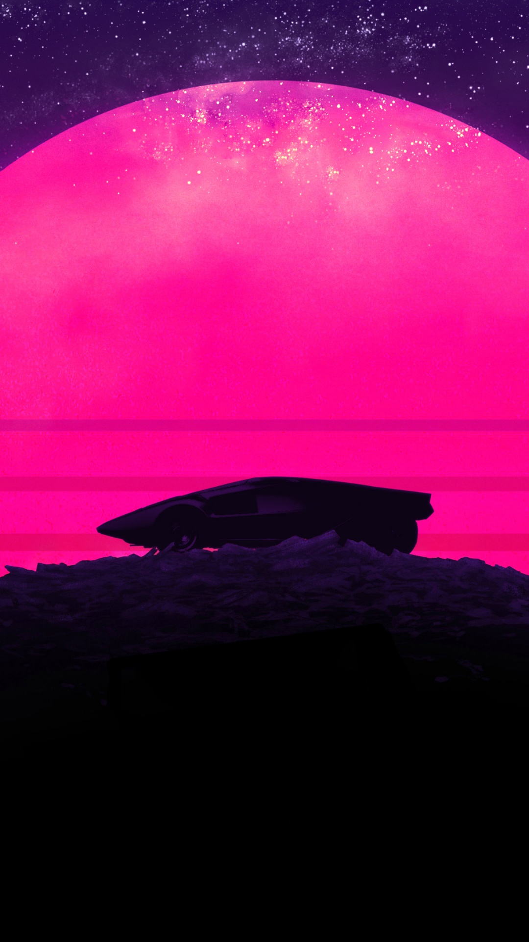Silhouette of Rock Formation Under Purple Sky. Wallpaper in 1080x1920 Resolution
