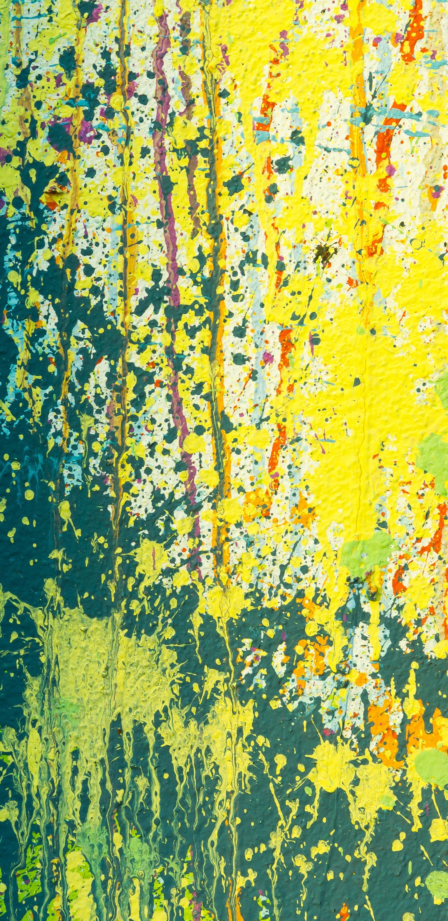 Peinture Abstraite Jaune et Verte. Wallpaper in 1440x2960 Resolution