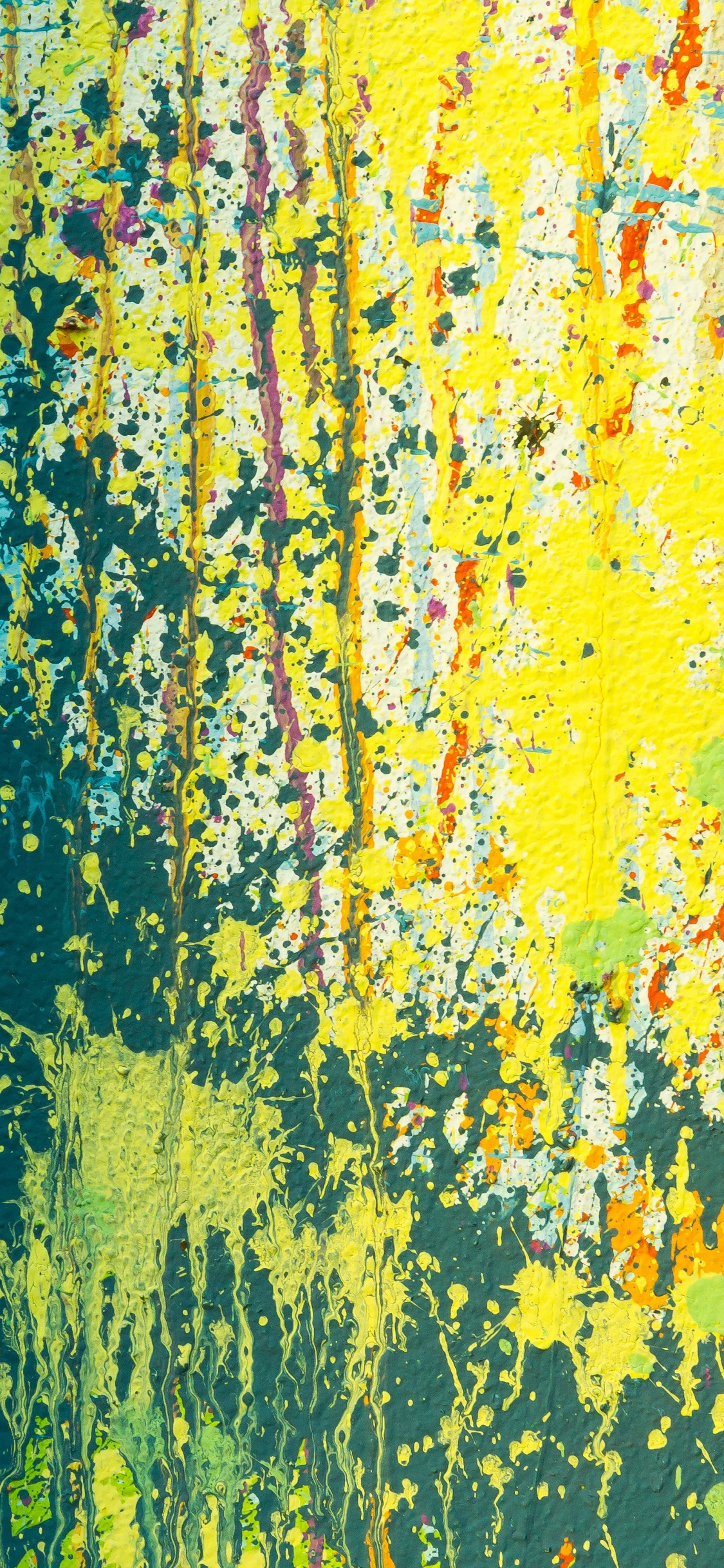 Yellow and Green Abstract Painting. Wallpaper in 1125x2436 Resolution
