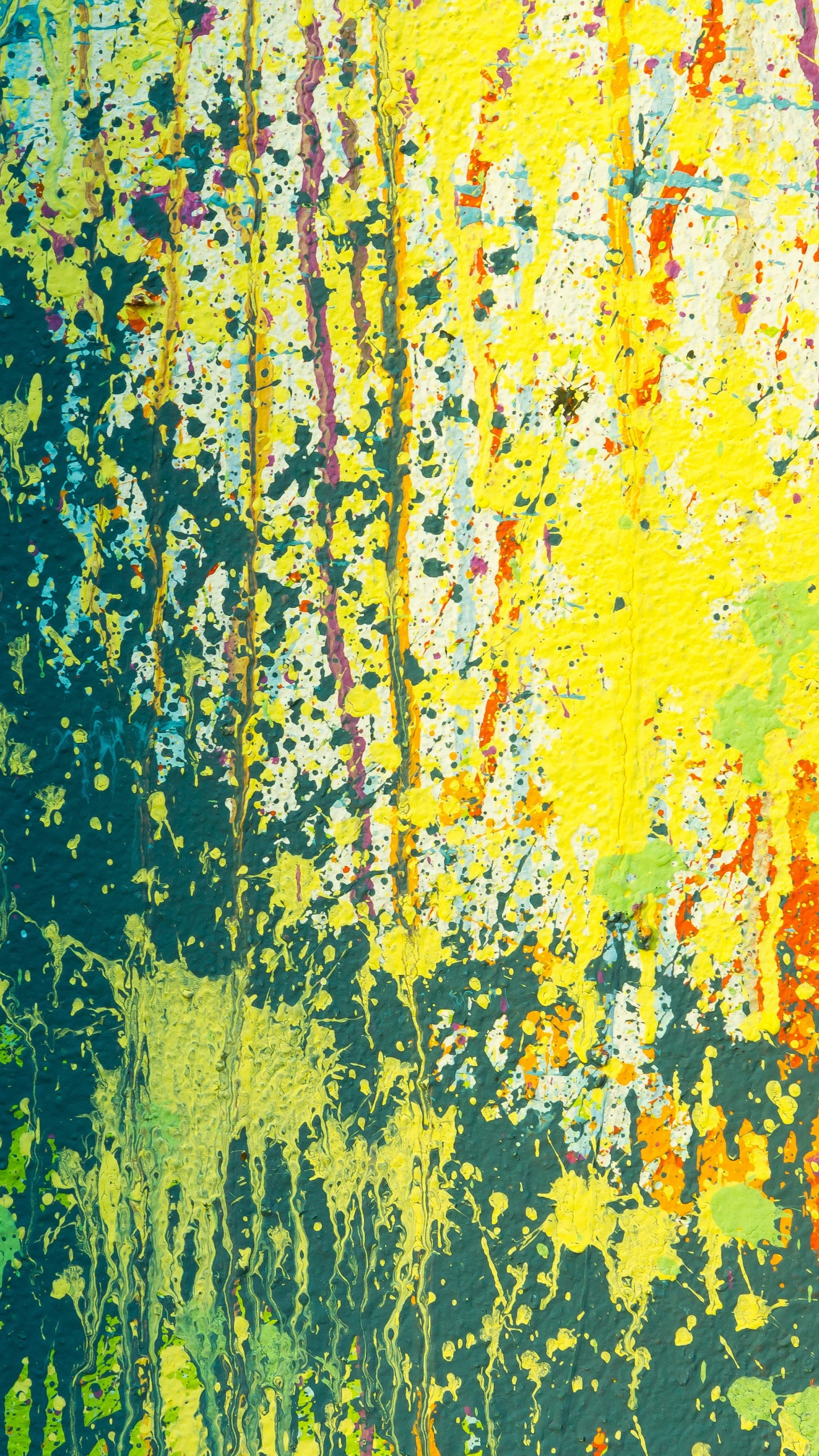 Yellow and Green Abstract Painting. Wallpaper in 1440x2560 Resolution
