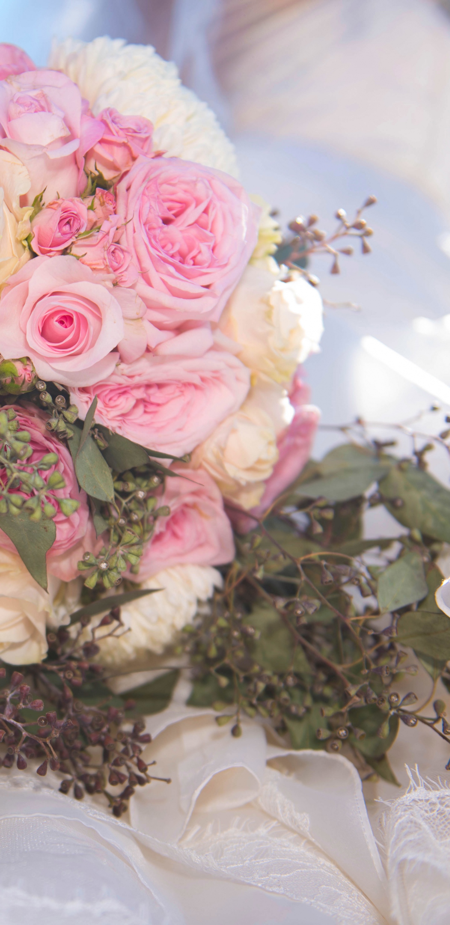 Flower Bouquet, Garden Roses, Wedding, Floral Design, Flower. Wallpaper in 1440x2960 Resolution